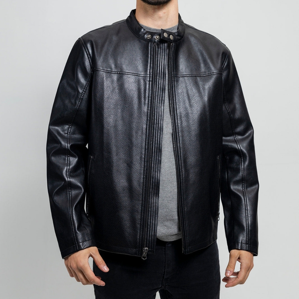 Zara‎ Oliver Men's Vegan Faux/Perforated Leather Jacketmens XXL Nwt